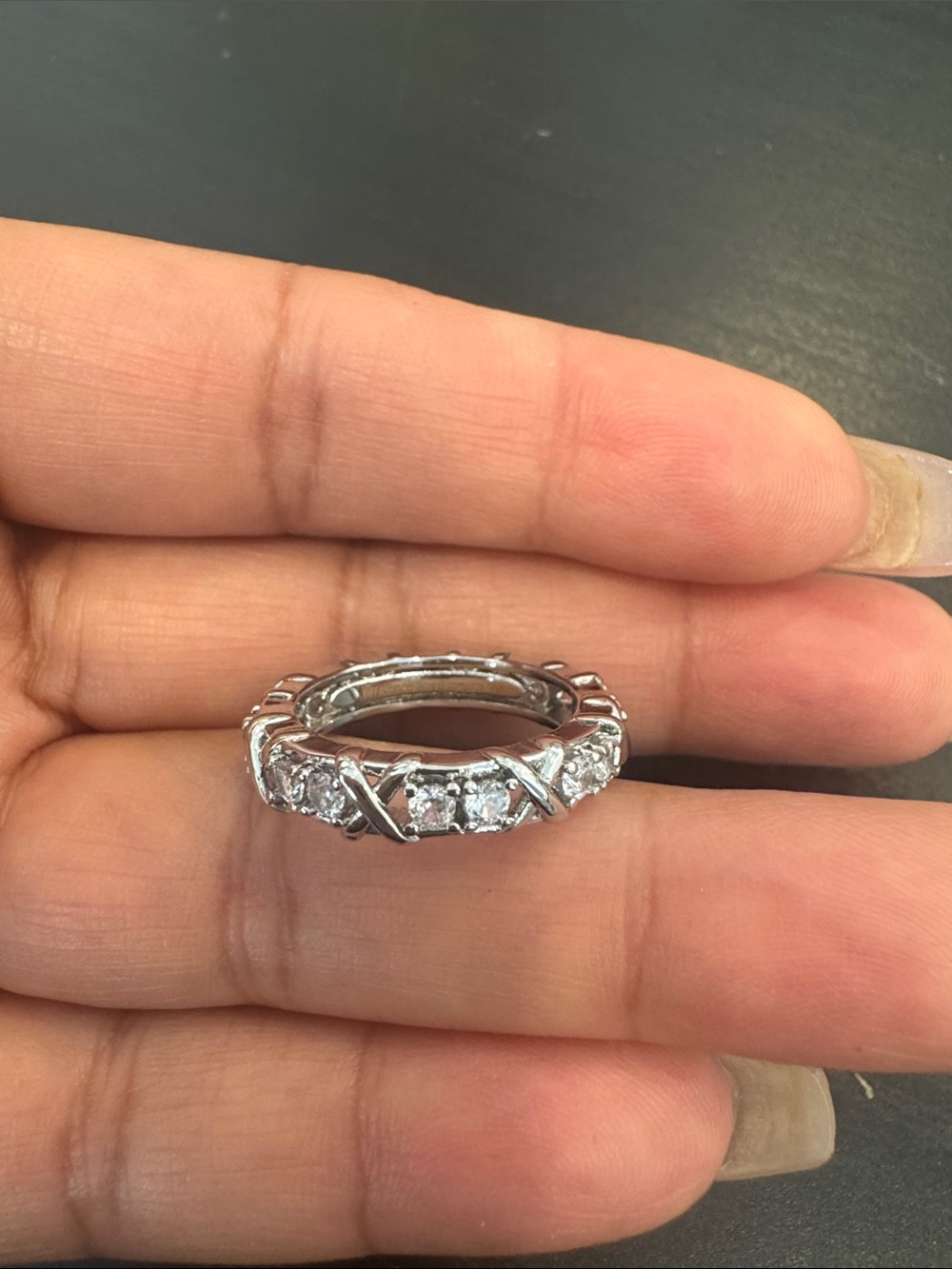 Classic Sterling Silver Crystal Eternity Ring - Clear Sparkle